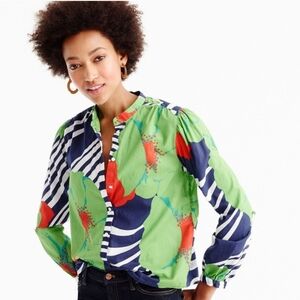 J.Crew #G0672 Ratti floral stripe top popover shirt